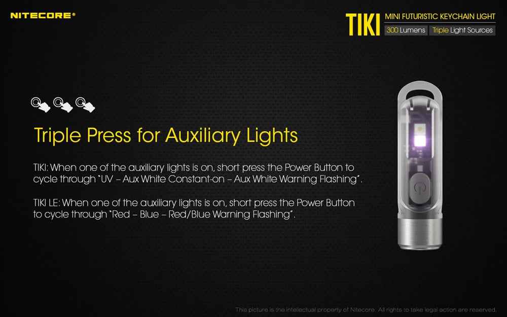 Nitecore TIKI 300 Lumen USB-C Rechargeable Keychain Flashlight