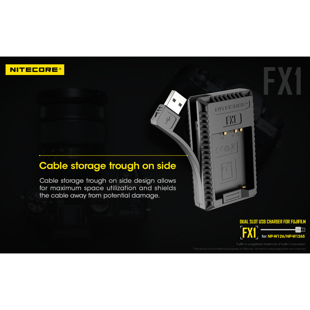 Nitecore FX1 Digital USB Travel Battery Charger for Fujifilm NP-W126 and NP-W126S Batteries