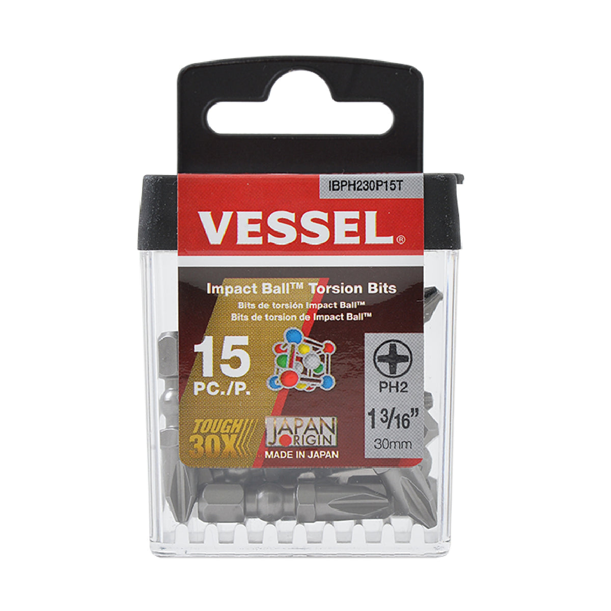Vessel IMPACT BALL Torsion Bit +2x30mm 15PC. (Case)