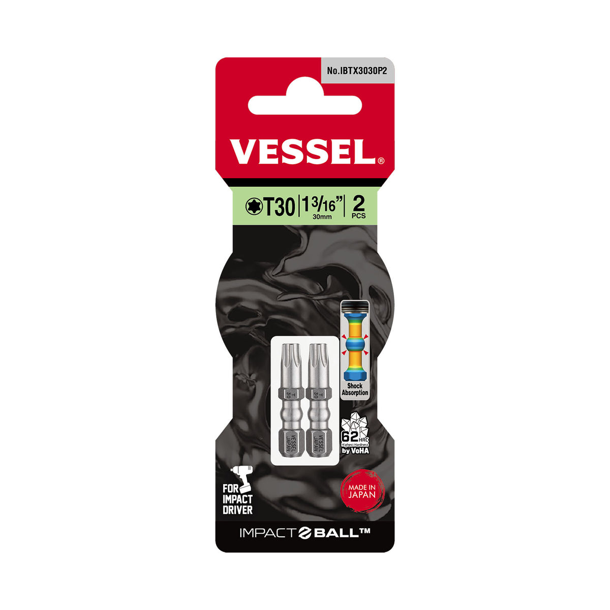 Vessel IMPACT BALL Torsion Bit T30x50mm 2PC. (Card)