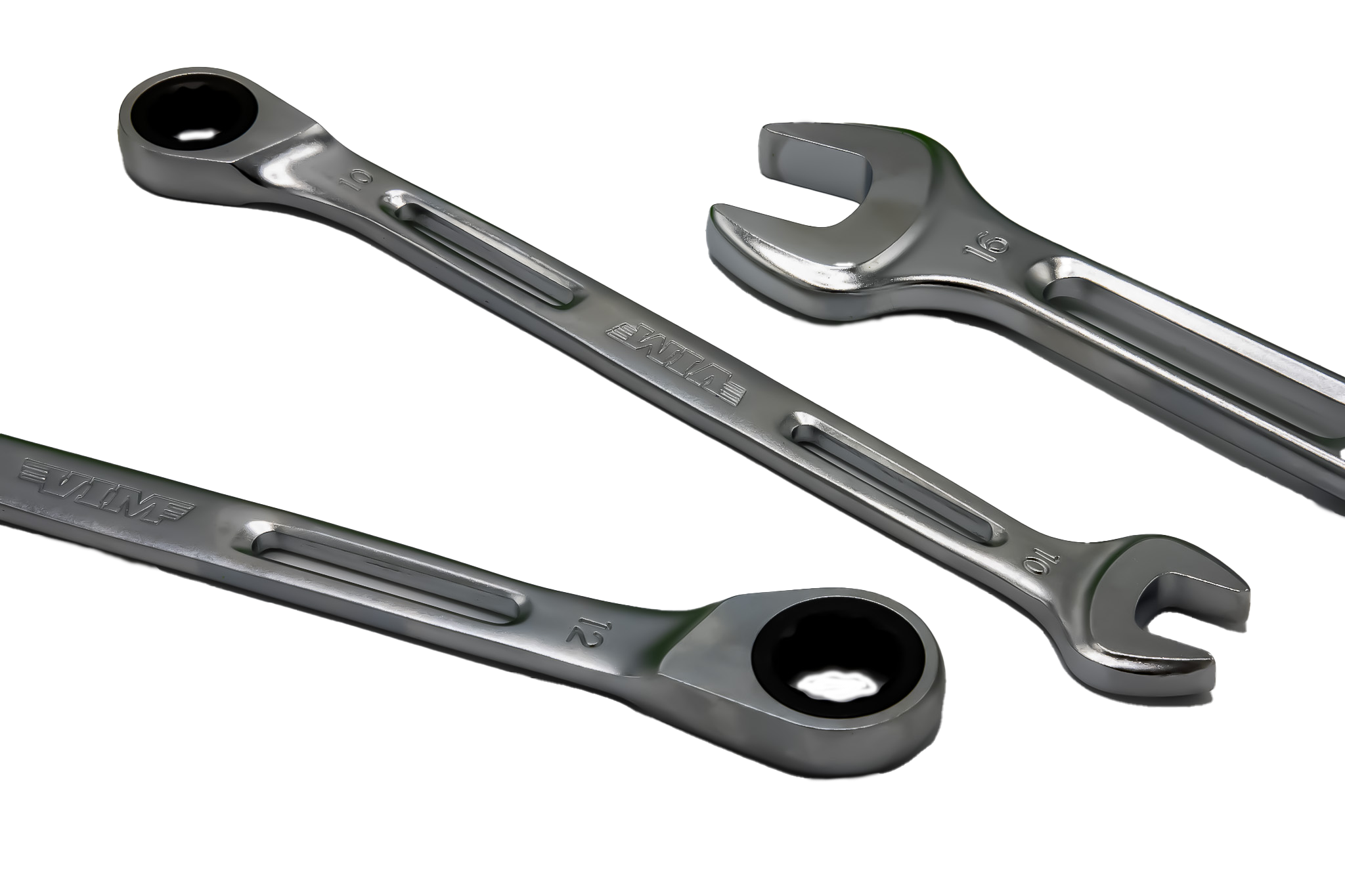 VIM Tools - 10 PIECE SLIM ANGLED RATCHETING WRENCH SET