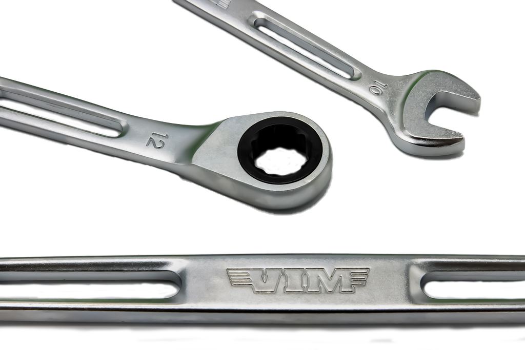 VIM Tools - 10 PIECE SLIM ANGLED RATCHETING WRENCH SET