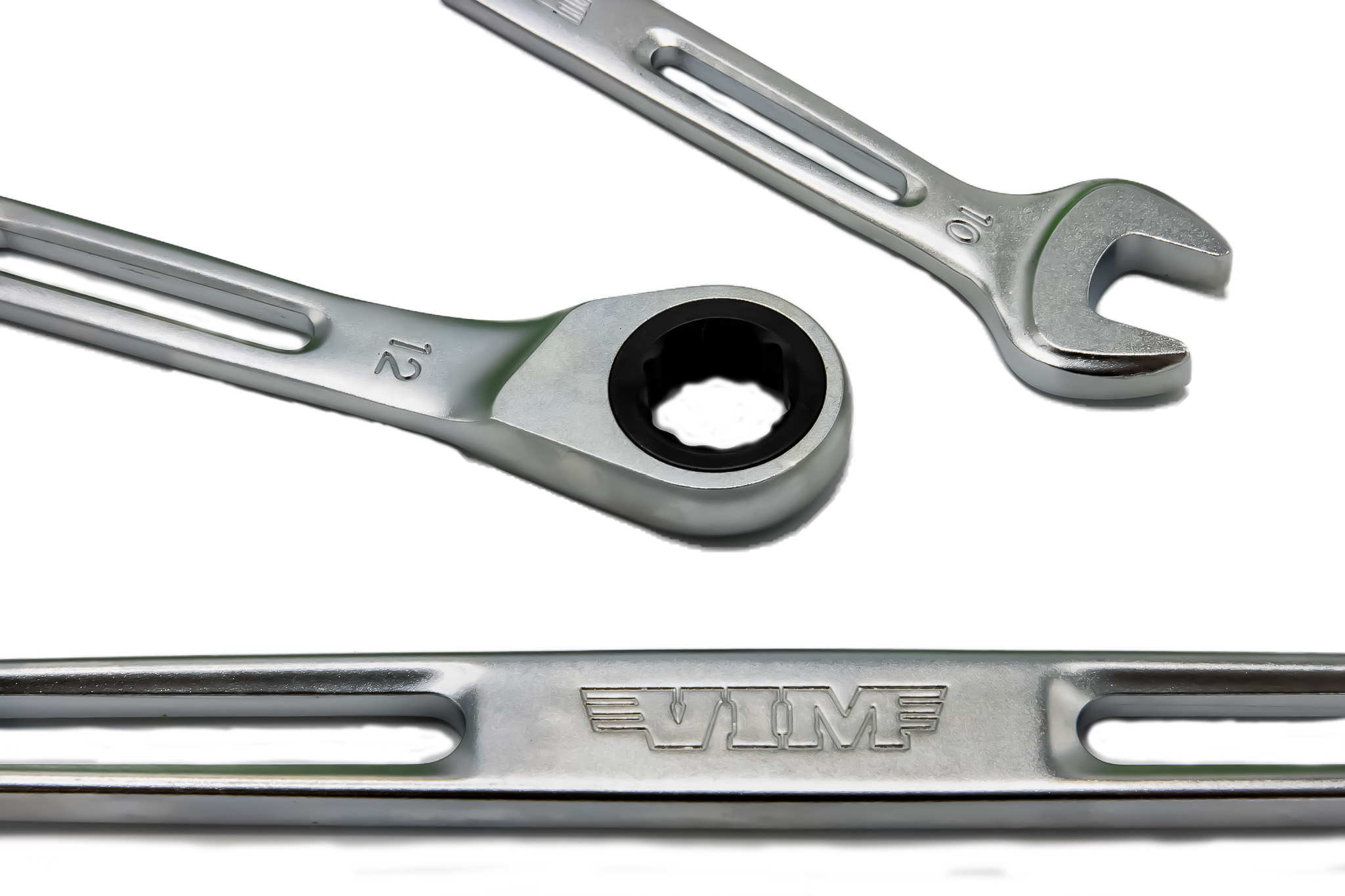 VIM Tools - 10 PIECE SLIM ANGLED RATCHETING WRENCH SET