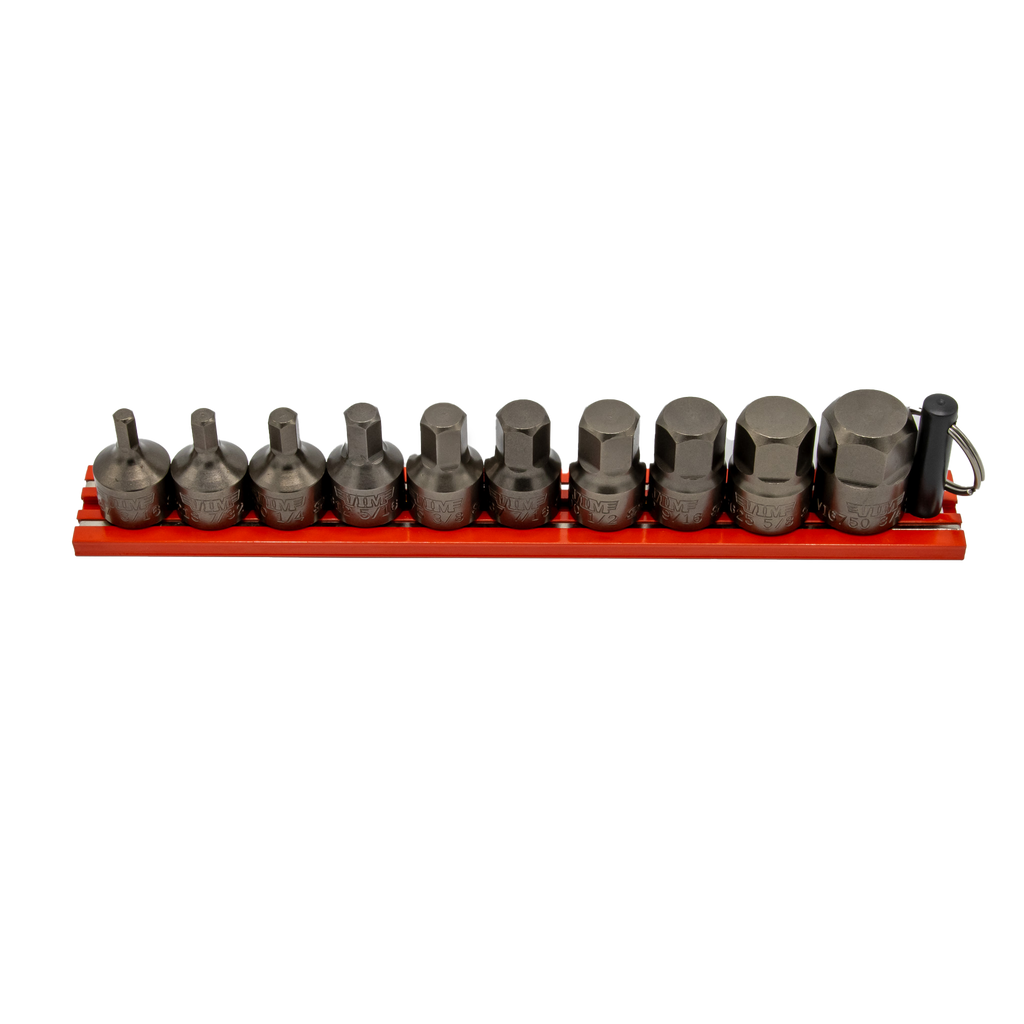 VIM Tools - IMPACT Hex Driver Set, Inch 10 pc, Power or Hand Approved, 3/8″Sq. Drive