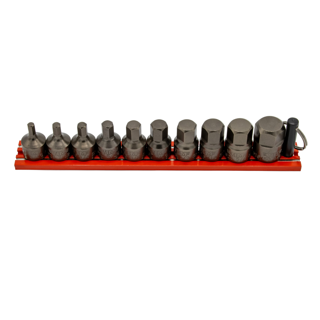 VIM Tools - IMPACT Hex Driver Set, Inch 10 pc, Power or Hand Approved, 3/8″Sq. Drive