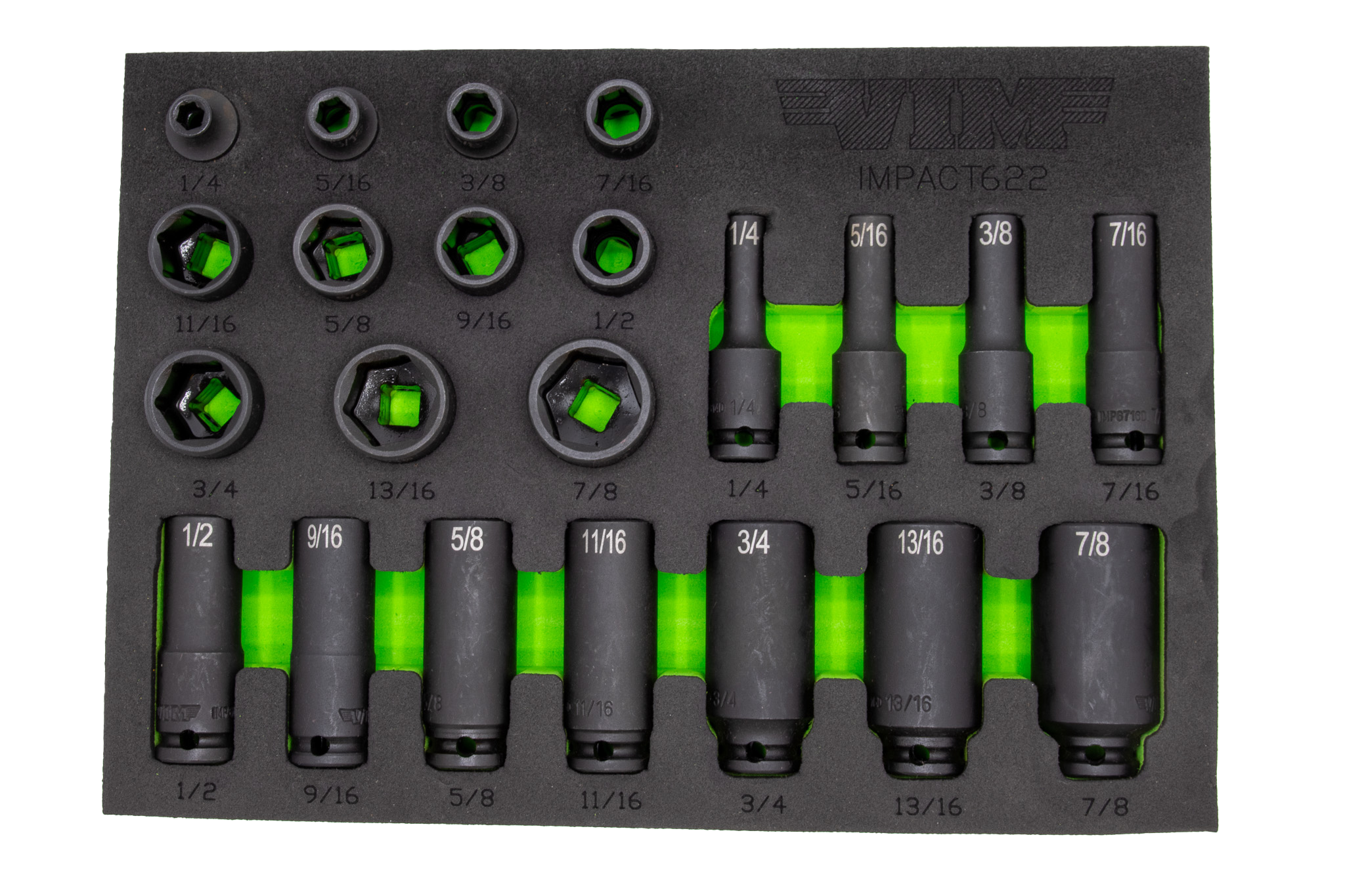 VIM Tools - 22 Piece 3/8″ Drive SAE Impact Socket Set