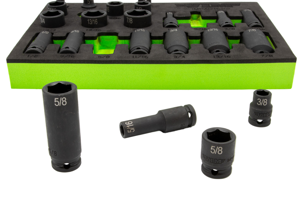 VIM Tools - 22 Piece 3/8″ Drive SAE Impact Socket Set