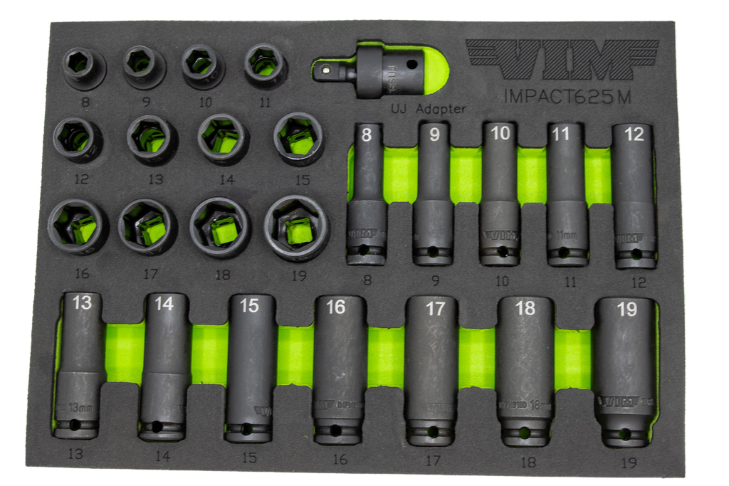 VIM Tools - 25 Pc. 3/8″ Dr. Metric Impact Socket Set