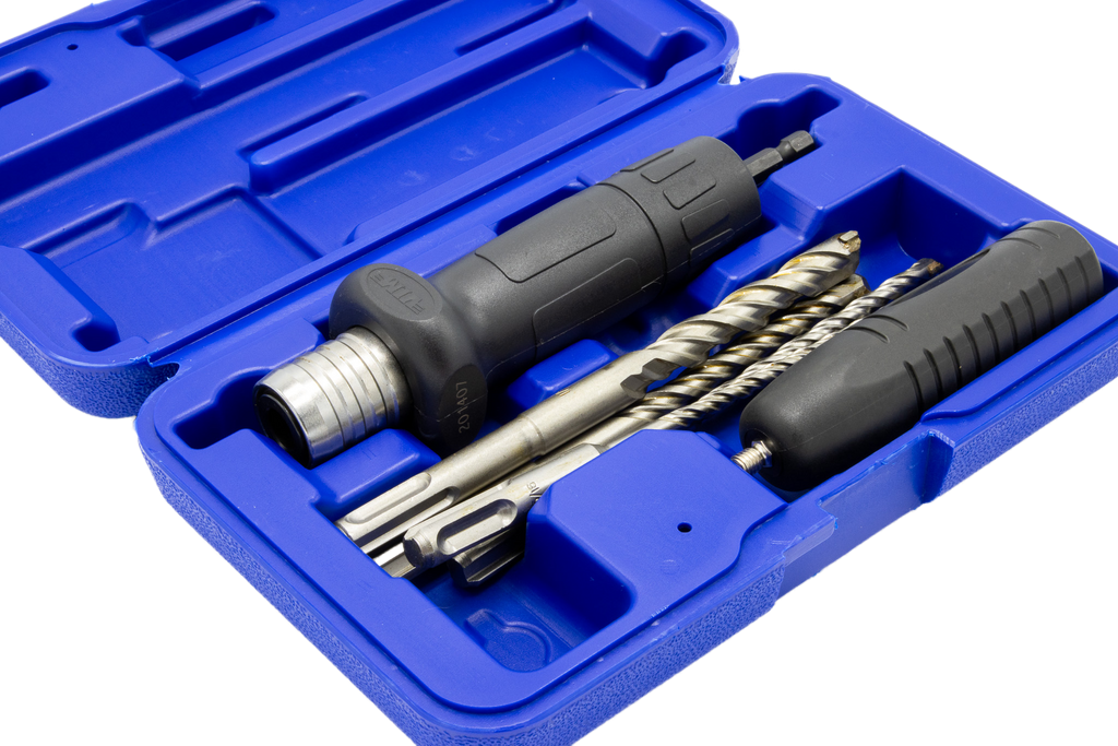 VIM Tools - Hammer Drill Adapter, 4 Carbide Tipped Hammer Drills, 3/16″, 1/4″, 3/8″, & 1/2″