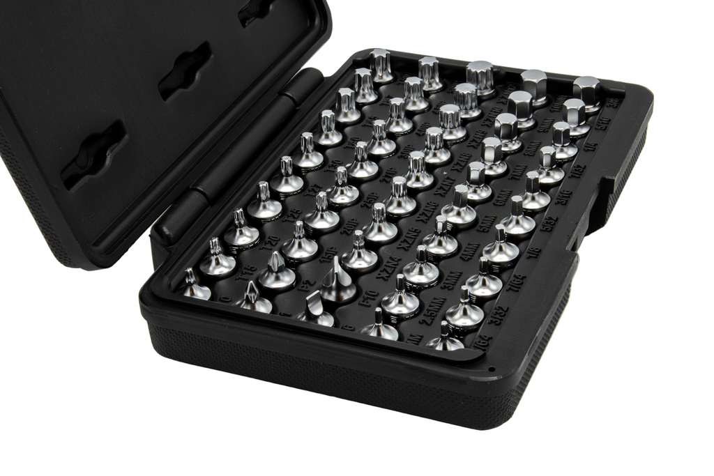 VIM Tools - Elite 50 pc Mechanics Master Set, all 1/4″ drive and 20mm OAL, TORX®, TORX® Plus, XZN Hex flat Philips