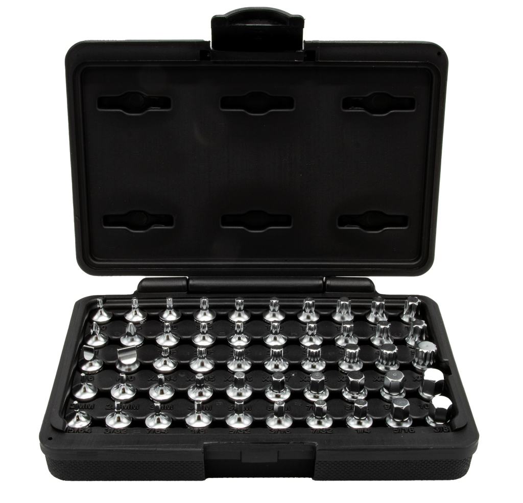 VIM Tools - Elite 50 pc Mechanics Master Set, all 1/4″ drive and 20mm OAL, TORX®, TORX® Plus, XZN Hex flat Philips