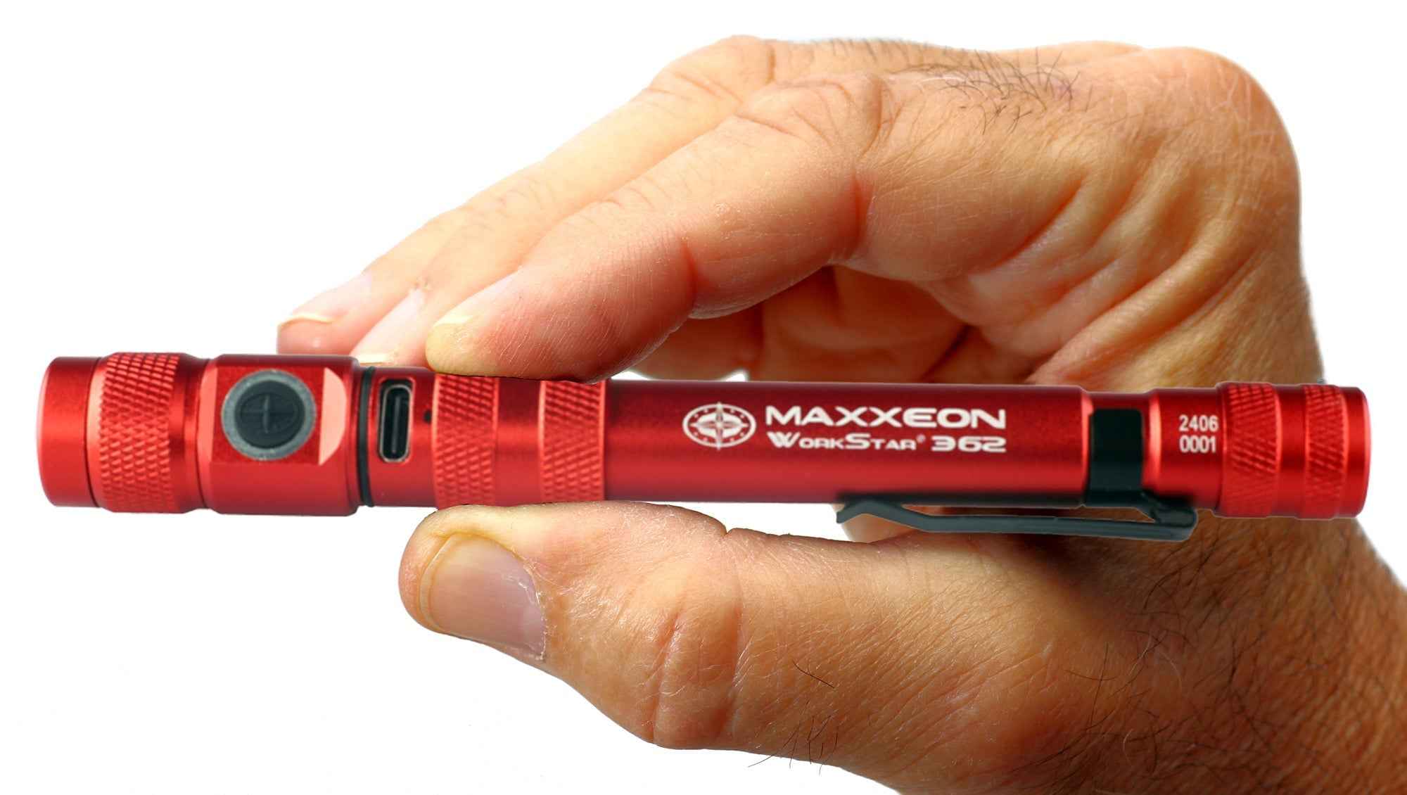 Maxxeon - WorkStar 362 Rechargeable LED Zoom Penlight/Inspection Light USB-C - RED