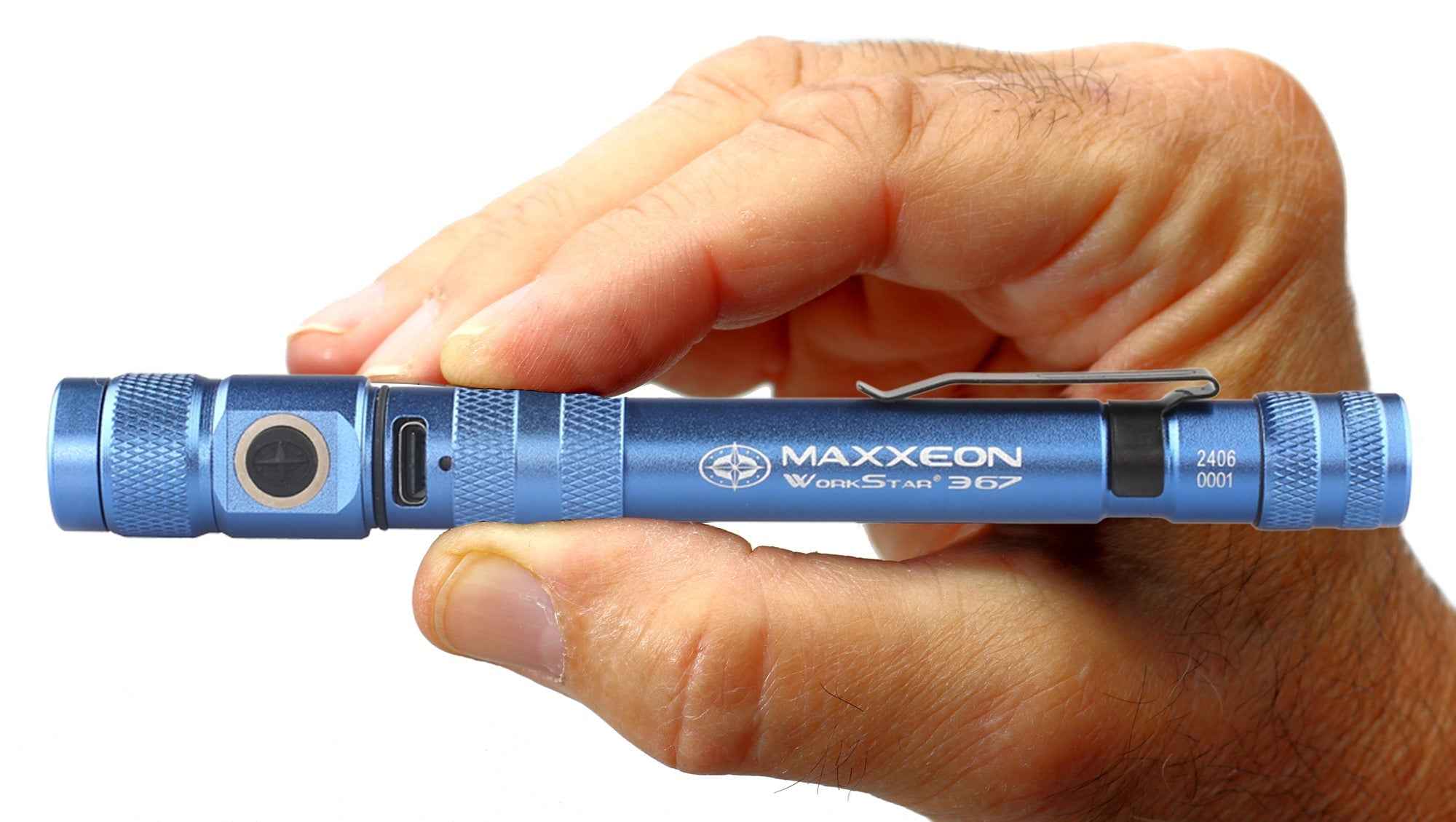 Maxxeon - WorkStar 367 Rechargeable LED Zoom Penlight/Inspection Light USB-C - BLUE