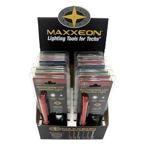 Maxxeon - WorkStar Mixed Display 12-Pack - Rechargeable Penlights USB-C