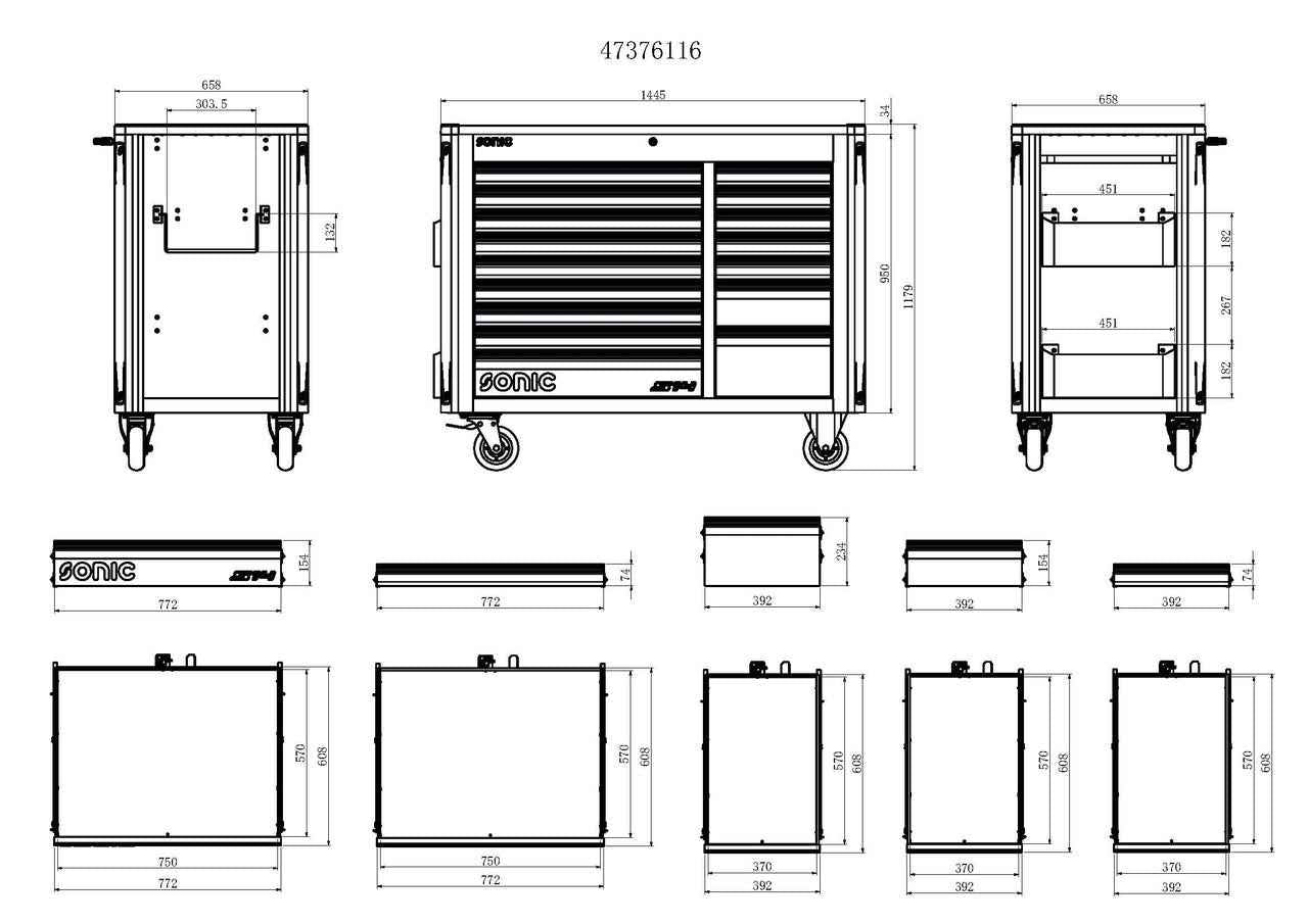Sonic Tools - NEXT S14 Toolbox, 16 drawers