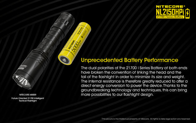 Nitecore NL2150HPI 5000mAh Rechargeable Battery for i Series Flashlights (P20i, P20iX, SRT6i, etc)