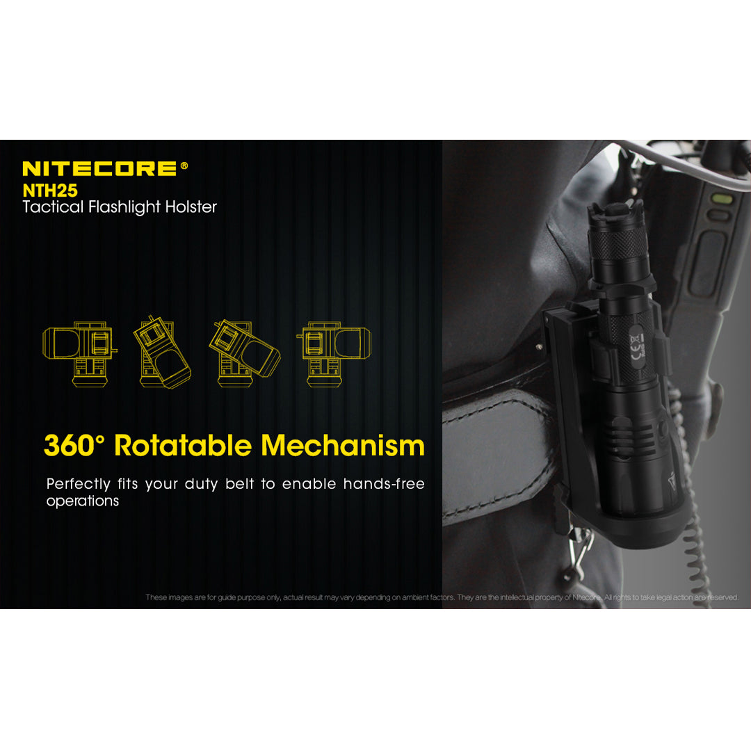 Nitecore NTH25 Rotary Flashlight Holster with Adjustable Belt Clip, for P20i, P20iX, P10i, P20iX