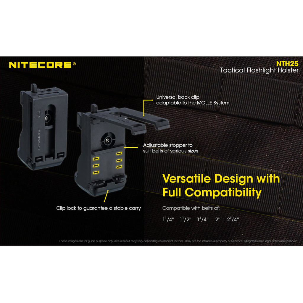 Nitecore NTH25 Rotary Flashlight Holster with Adjustable Belt Clip, for P20i, P20iX, P10i, P20iX