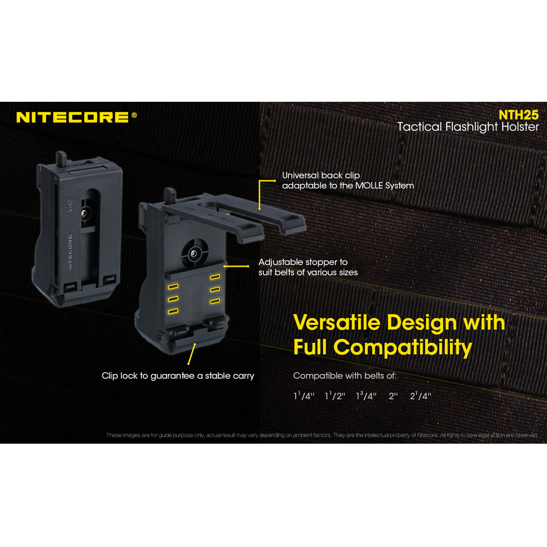 Nitecore NTH25 Rotary Flashlight Holster with Adjustable Belt Clip, for P20i, P20iX, P10i, P20iX