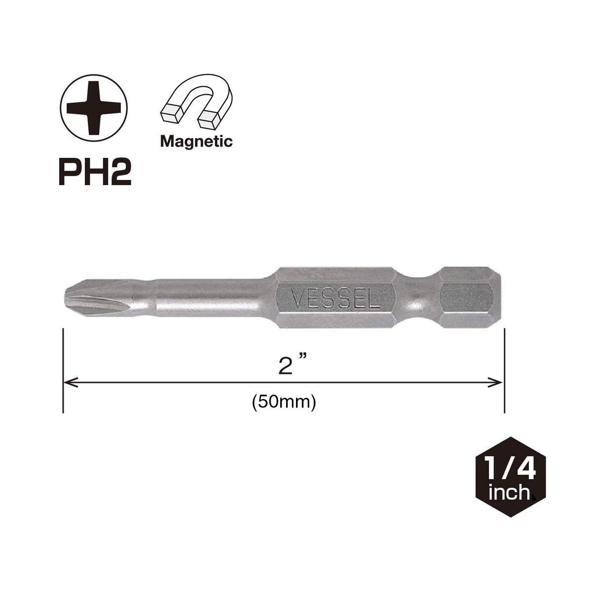 Vessel NECK TORSION Insert Bit +2x50mm 15PC. (Case)