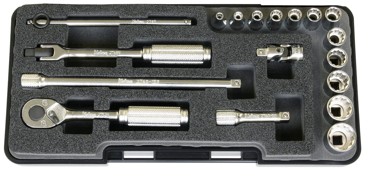 1/4 Sq. Dr. 18 Piece 12-Point SAE Socket Set  1/8-9/16