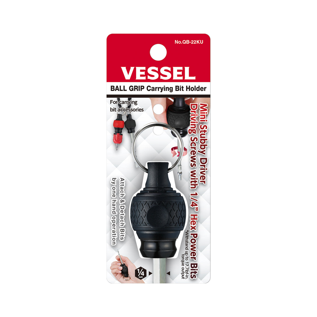 Vessel BALL GRIP Carrying Bit Holder (Black)