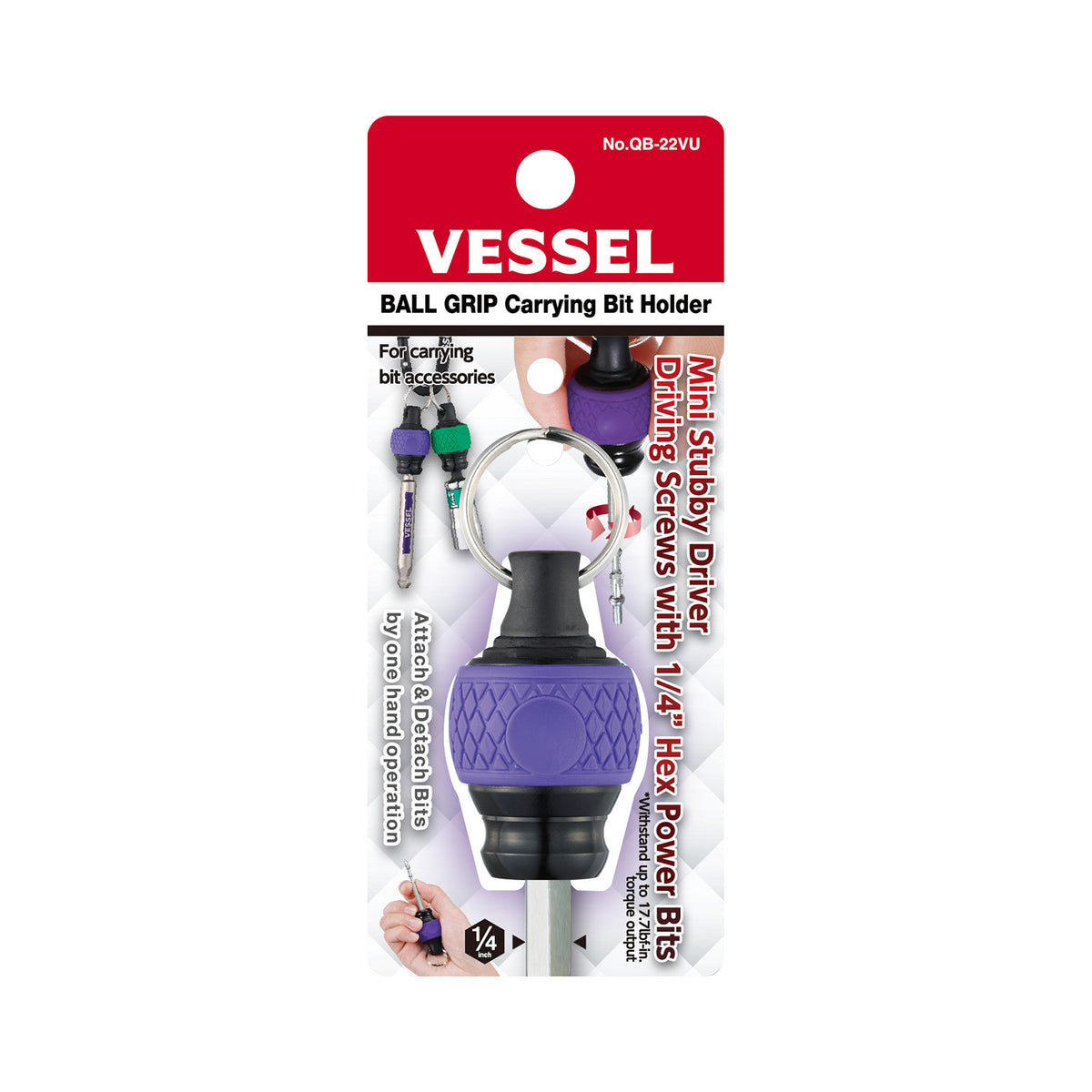 Vessel BALL GRIP Carrying Bit Holder (Purple)
