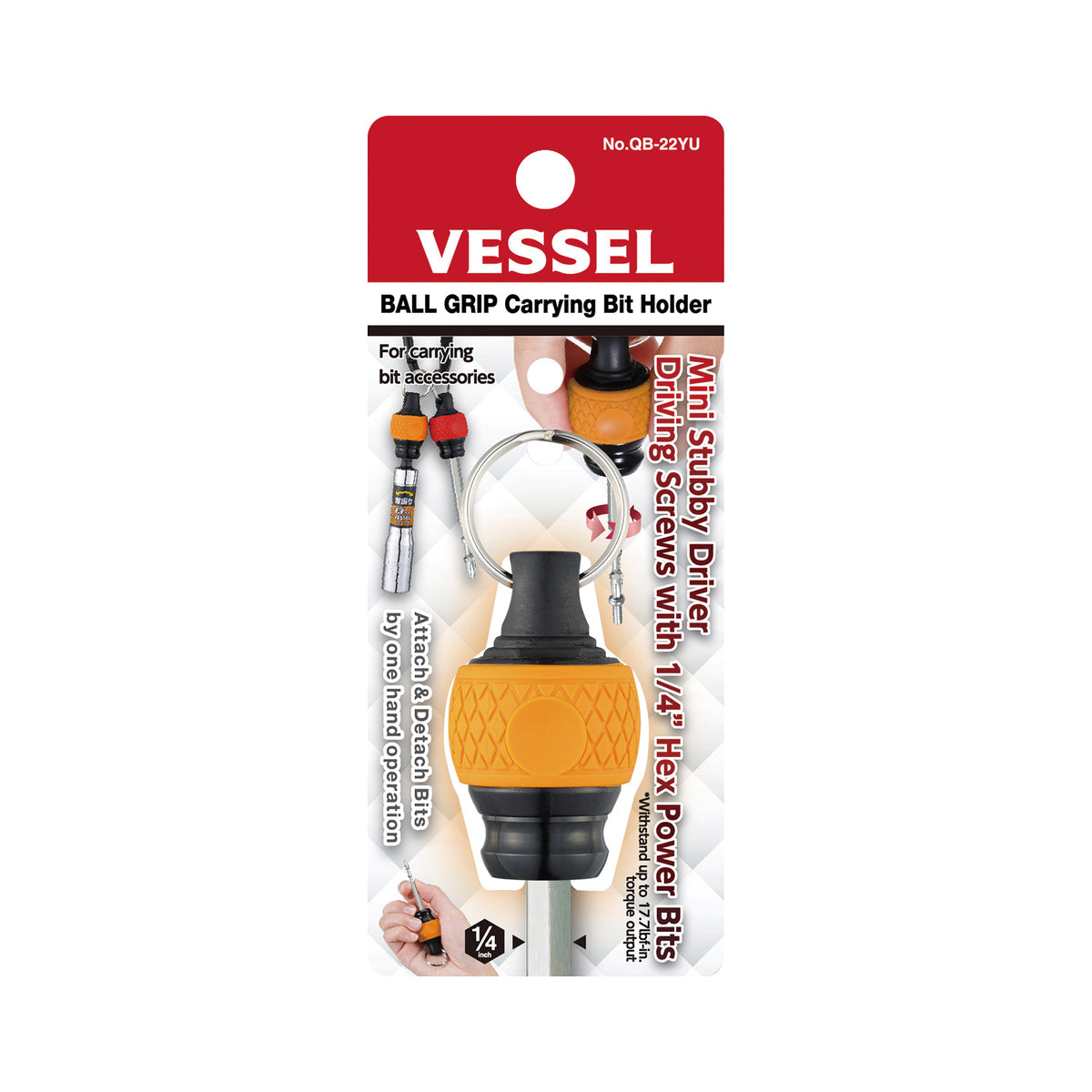 Vessel BALL GRIP Carrying Bit Holder (Orange)