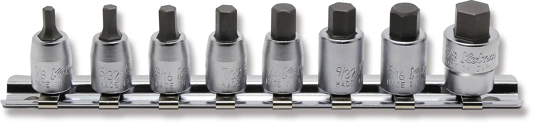 1/4 Sq. Dr. Socket Set  1/8-3/8 Hex Length 25mm  8 pieces