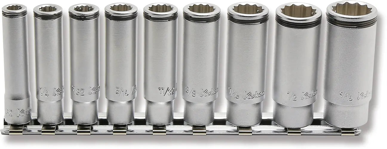 Ko-ken 1/4" Sq. Drive 12-Point SAE Deep NUT GRIP® 9 Piece Socket Set
