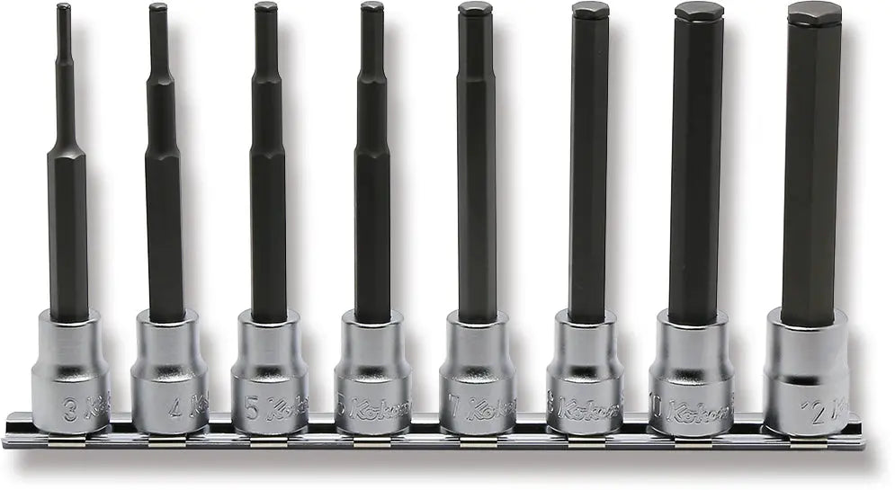 3/8 Sq. Dr. Grip Ring Hex Bit Socket Set, 3mm-12mm -  8 pieces