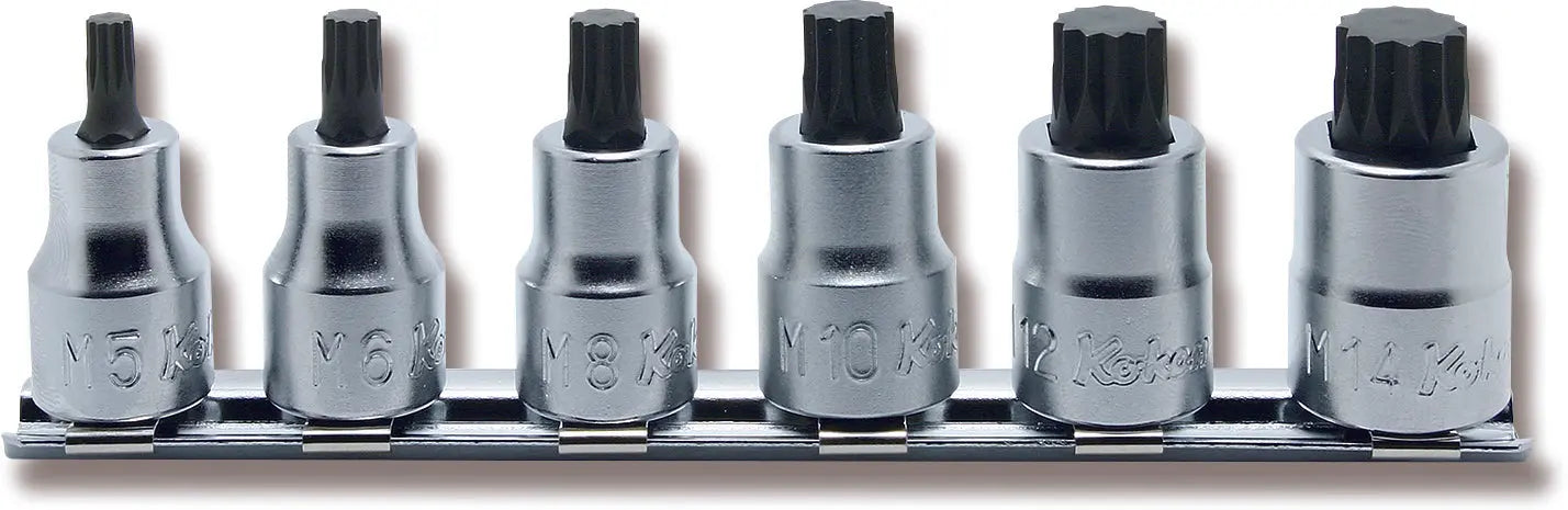 3/8 Sq. Dr. Bit Socket Set XZN M5-M14 Triple Square 150mm  6 pieces