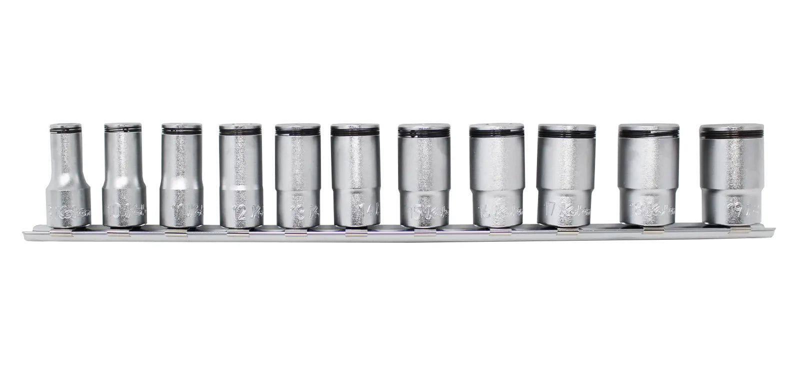 Special 3/8 Sq. Dr. Semi-Deep Socket Set  8-19mm Nut Grip   11 pieces