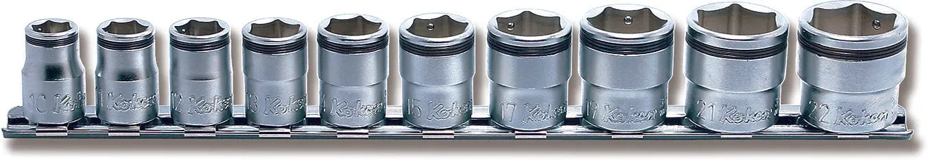 3/8 Sq. Dr. Socket Set  10mm-22mm Nut Grip 250mm  10 pieces