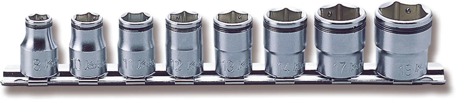 3/8 Sq. Dr. Socket Set  8mm-19mm Nut Grip 200mm  8 pieces