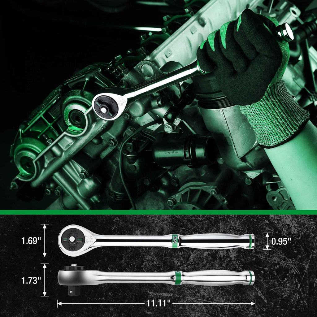 SK Tools USA - 52 Piece 1/2" Drive, 6 Point, Standard & Deep, SAE & Metric Chrome Socket Set