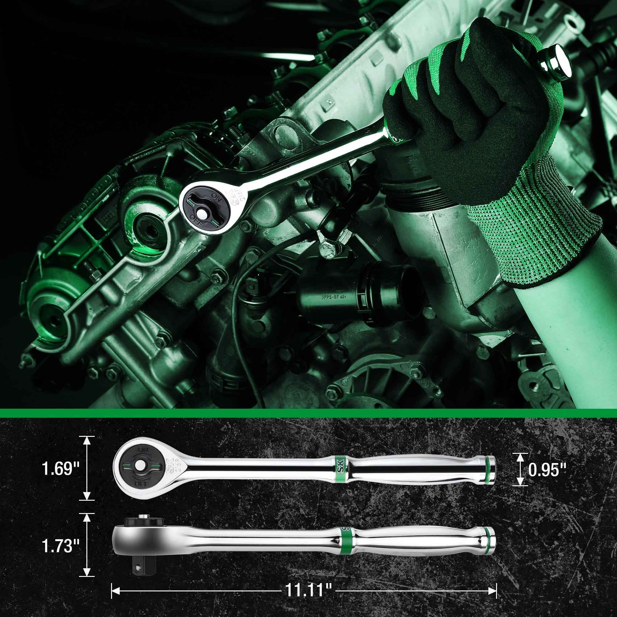 SK Tools USA - 52 Piece 1/2" Drive, 6 Point, Standard & Deep, SAE & Metric Chrome Socket Set