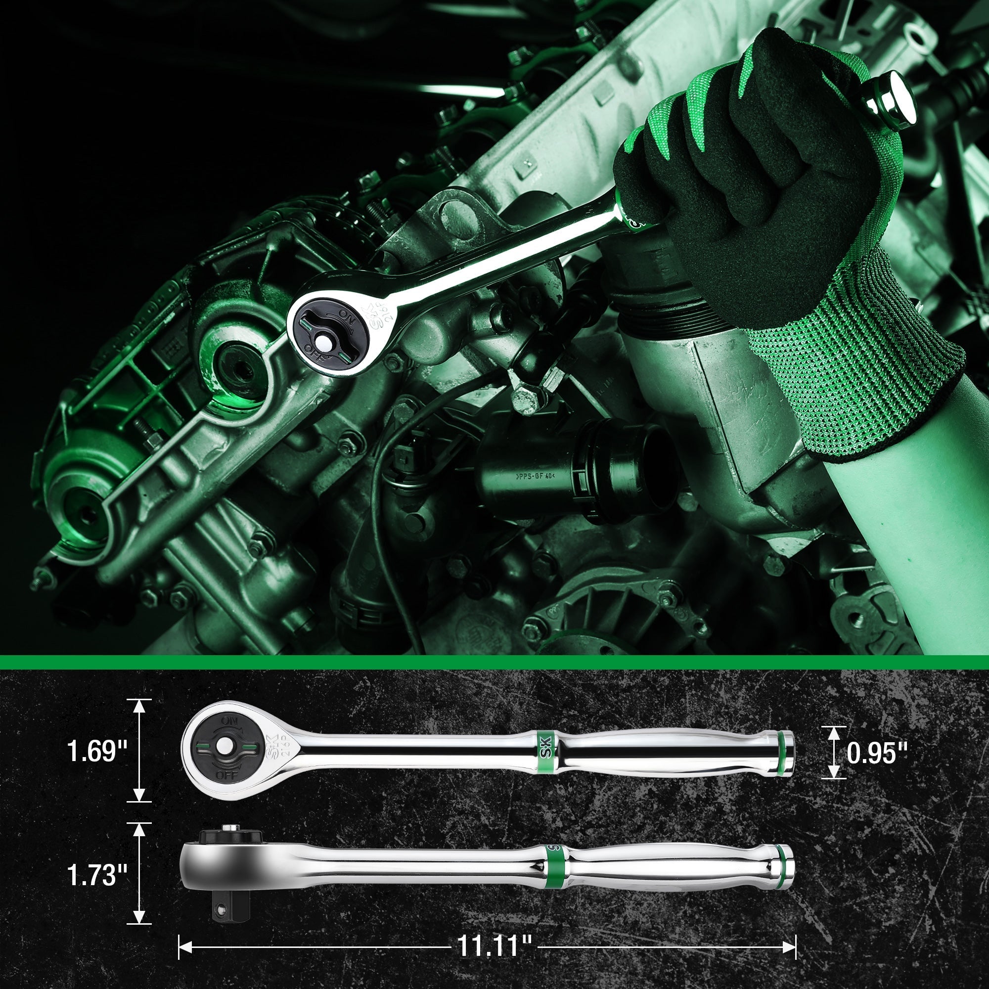 SK Tools USA - 49 Piece 1/2" Drive, 6 Point, Standard & Deep, SAE & Metric Chrome Socket Set