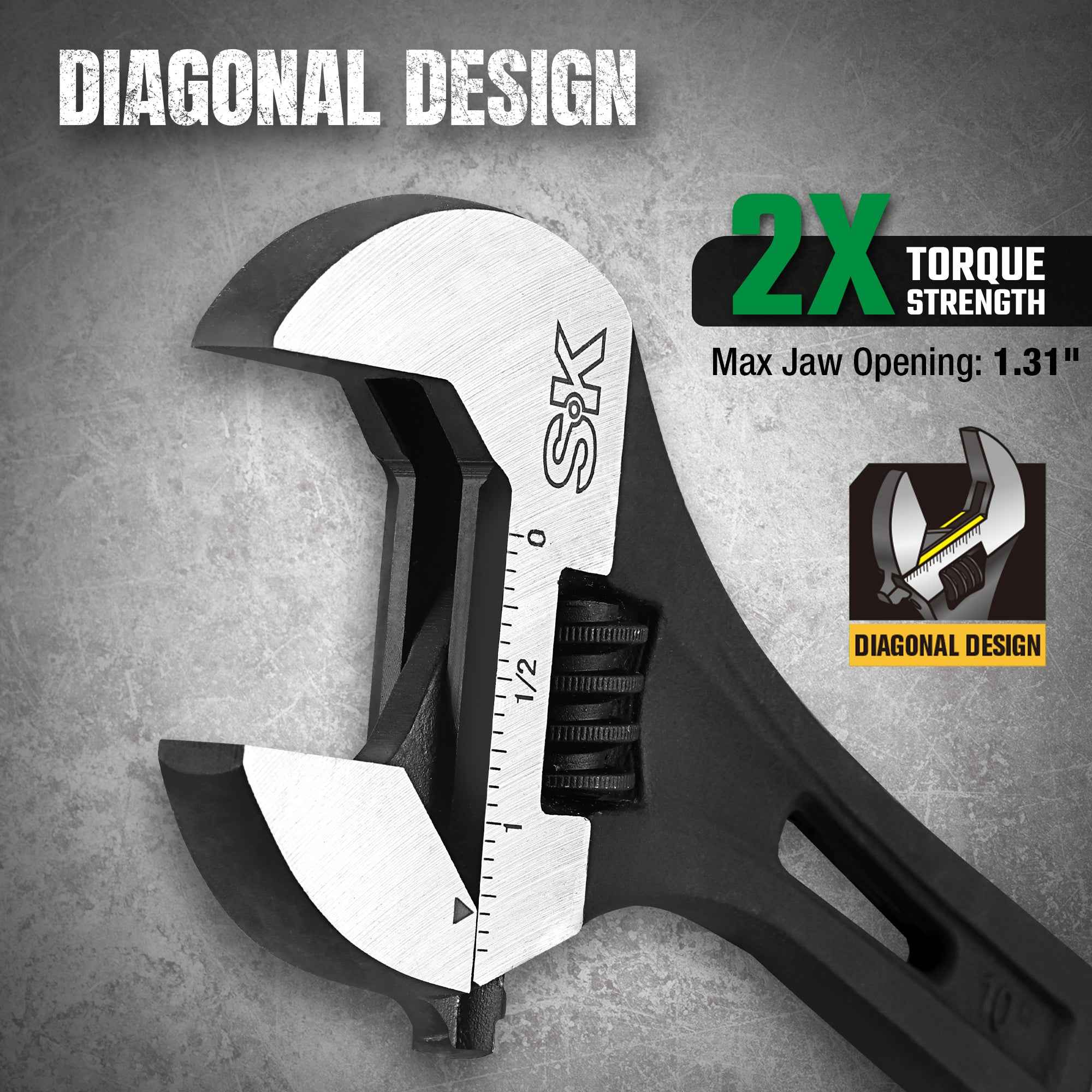 SK Tools USA - 10" Efficient Adjustable Wrench