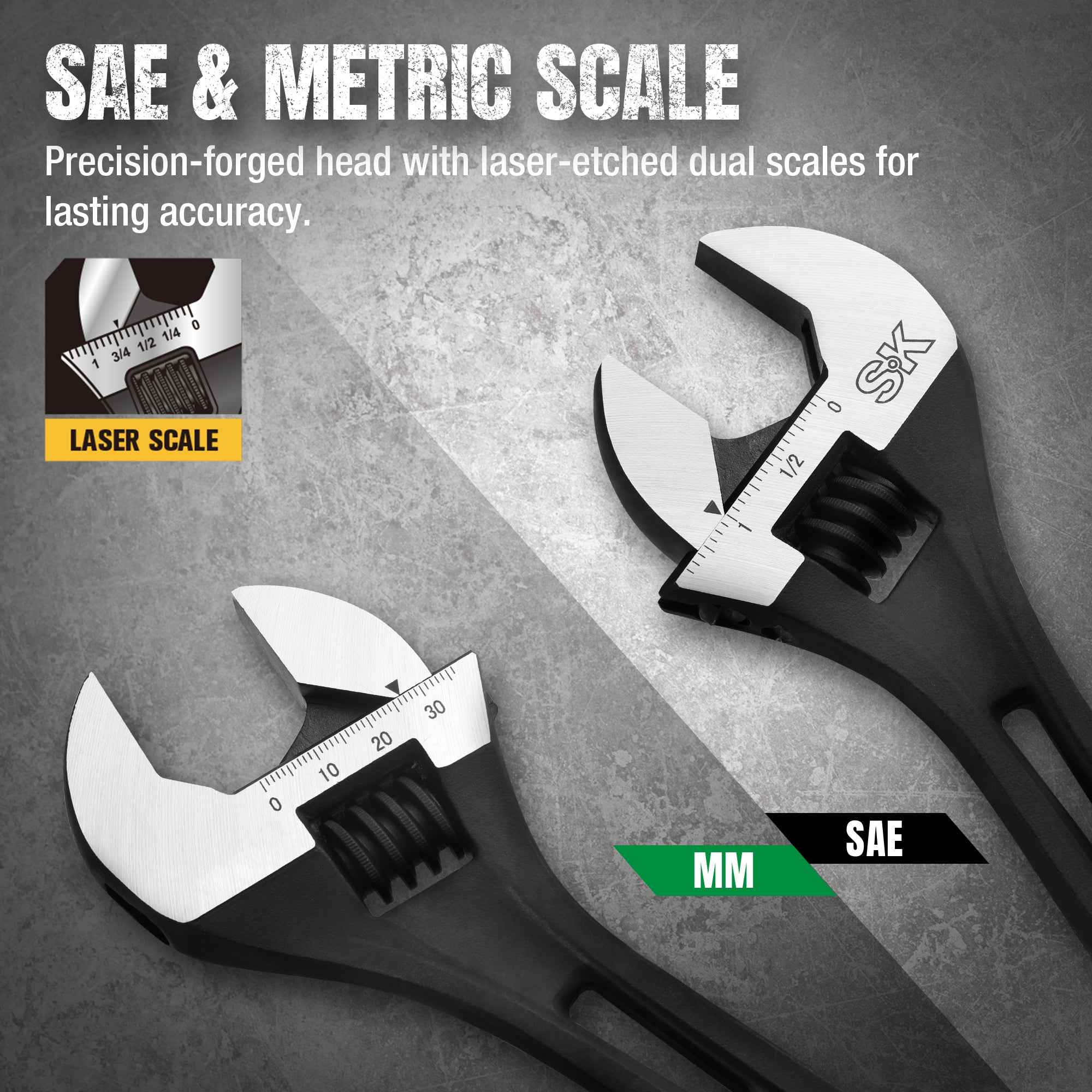 SK Tools USA - 10" Efficient Adjustable Wrench