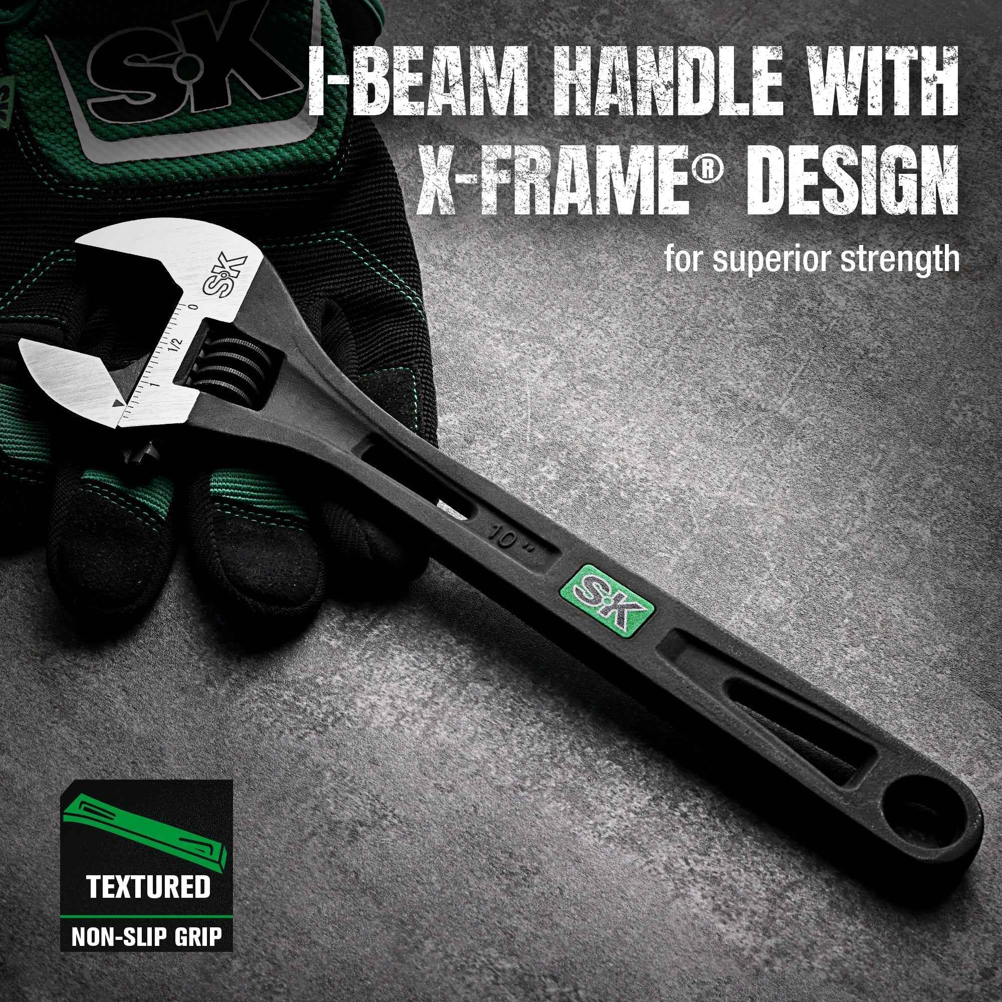 SK Tools USA - 10" Efficient Adjustable Wrench