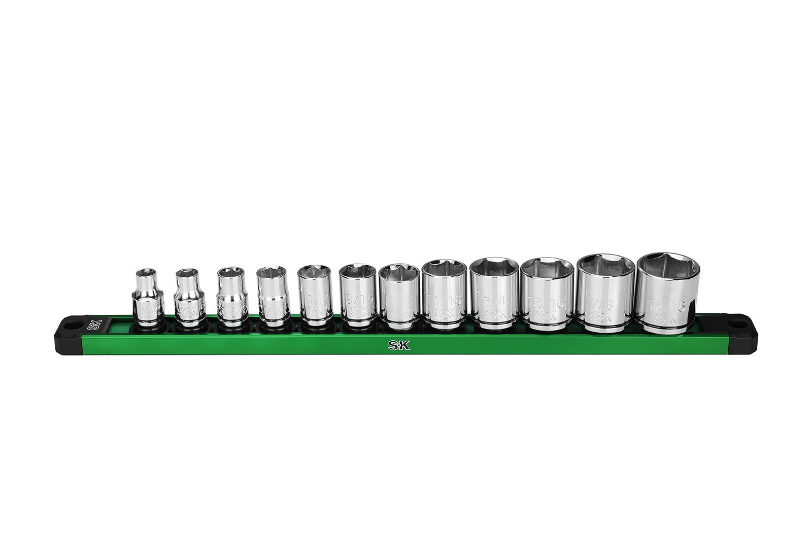 SK Tools USA - 3/8" Drive, 12 Piece, 6 Point, Standard, SAE Chrome Socket Set