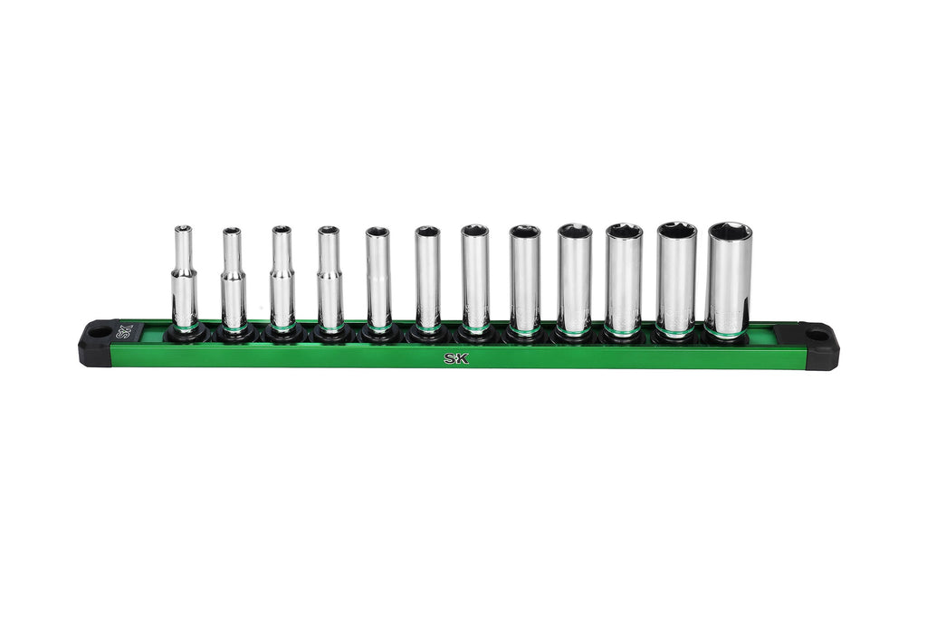 SK Tools USA - 1/4" Drive, 12 Piece, 6 Point, Deep, Metric Chrome Socket Set
