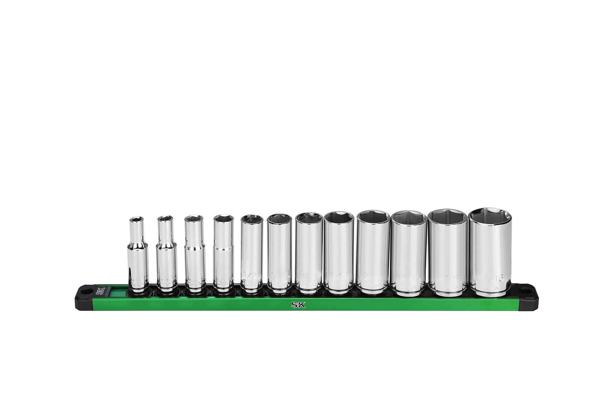 SK Tools USA - 3/8" Drive, 12 Piece, 6 Point, SAE, Deep Chrome Socket Set