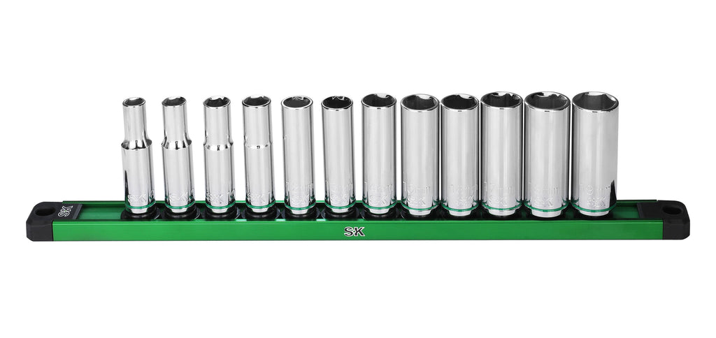 SK Tools USA - 3/8" Drive, 12 Piece, 6 Point, Metric, Deep Chrome Socket Set
