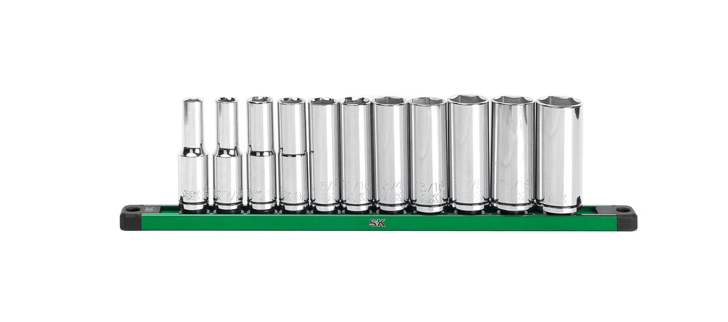 SK Tools USA - 1/2" Drive, 11 Piece, 6 Point, SAE, Deep Chrome Socket Set