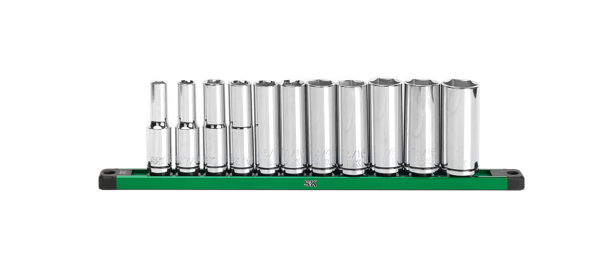 SK Tools USA - 1/2" Drive, 11 Piece, 6 Point, SAE, Deep Chrome Socket Set