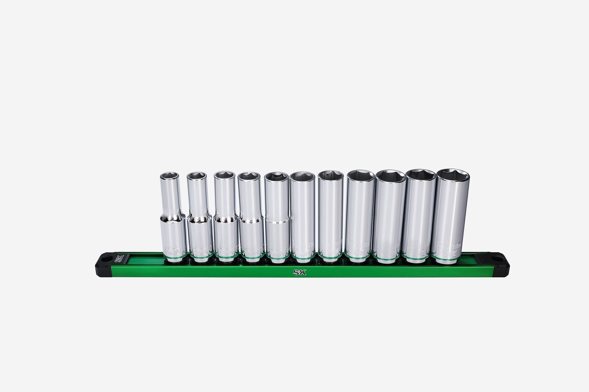 SK Tools USA - 1/2" Drive, 11 Piece, 6 Point, Metric, Deep Chrome Socket Set