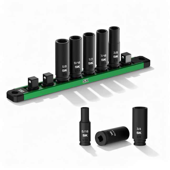 SK Tools USA - 3/8" Drive, 8 Piece, SAE Deep Impact Socket Set, SK01350