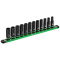 SK Tools USA - 3/8" Drive, 12 Piece, 6 Point, Metric Deep Impact Socket Set, #SK01351